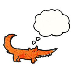 cartoon fox with thought bubble