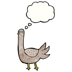 cartoon funny bird with thought bubble