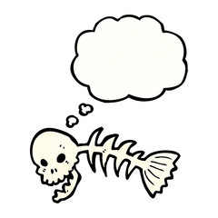 cartoon skeleton fish bones