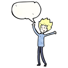 cartoon excited blond man