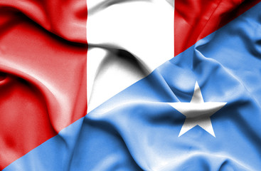 Waving flag of Somalia and Peru