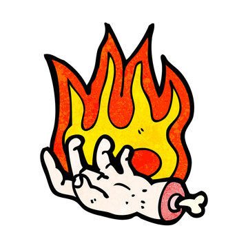 flaming hand cartoon