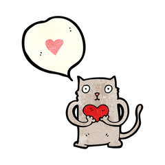 cartoon cat with love heart