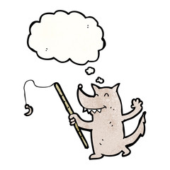 cartoon wolf with fishing rod