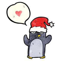 cartoon penguin with love heart