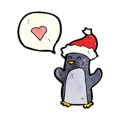cartoon penguin with love heart