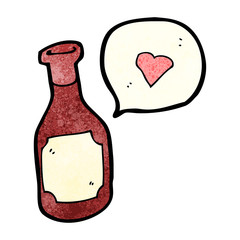 cartoon red wine bottle with love heart
