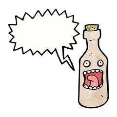 shrieking wine bottle cartoon character