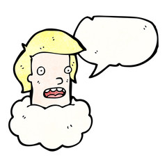 talking head in cloud cartoon