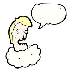 talking head in cloud cartoon