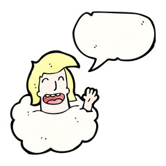 talking head in cloud cartoon