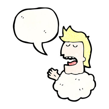 talking head in cloud cartoon