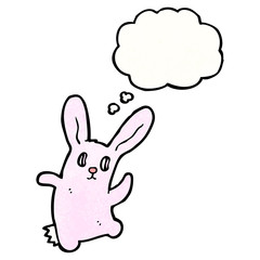 Obraz na płótnie Canvas cartoon spooky pink rabbit with thought bubble