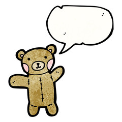 cartoon teddy bear with speech bubble