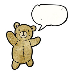cartoon teddy bear with speech bubble