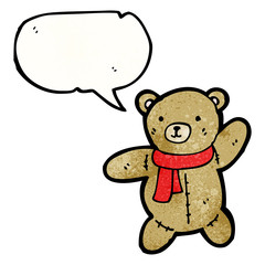 cartoon teddy bear with speech bubble