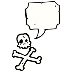 skull and crossbones symbol with speech bubble