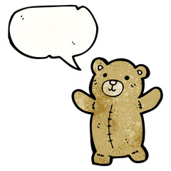 cartoon teddy bear with speech bubble