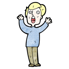 frightened cartoon man