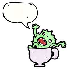 cartoon monster in teacup