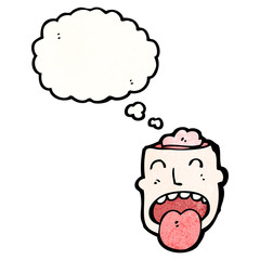 cartoon head with open brain