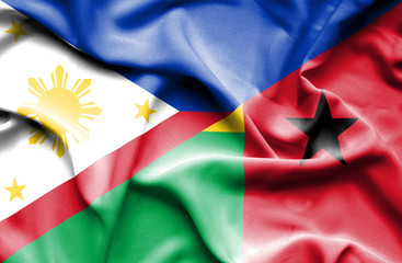 Waving flag of Guinea Bissau and Philippines