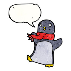 cartoon penguin wearing scarf
