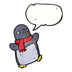 cartoon penguin wearing scarf