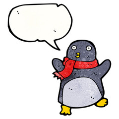 cartoon penguin wearing scarf