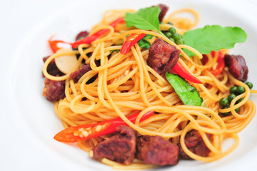 SpaghettiItalian pasta spaghetti with chicken and vegetable