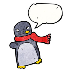 cartoon penguin wearing scarf