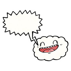 happy cloud with speech bubble