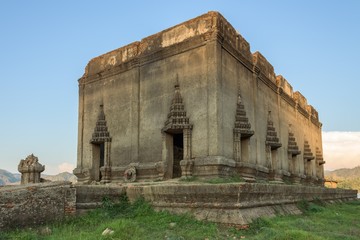 Naklejka premium The deserted and sunken temple during summer time in Sangkhlaburi District, Kanchanaburi Province, Thailand.