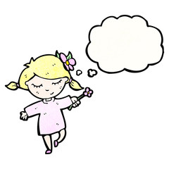 cartoon girl with flower