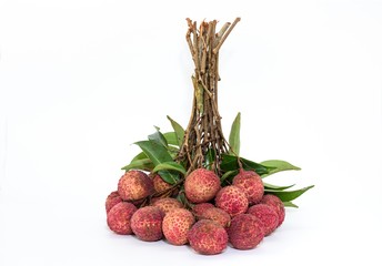 A bunch of lychee isolated on white background