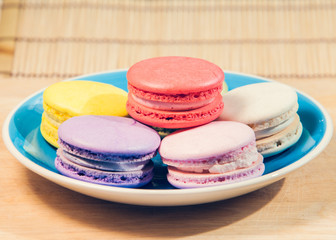 French macarons on dish