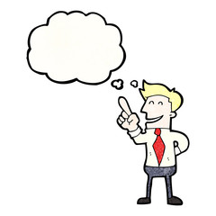 cartoon man in shirt and tie with idea