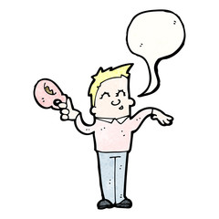 cartoon camp man with cup of tea