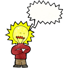 cartoon idea light bulb man
