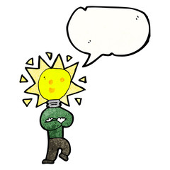 cartoon idea light bulb man