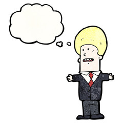 cartoon businessman with thought bubble
