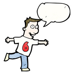 cartoon man in number six shirt