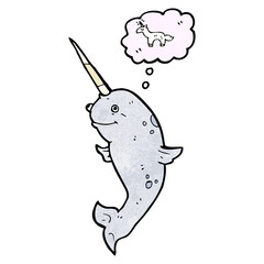 cartoon narwhal imagining a unicorn