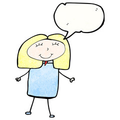 child's drawing of a happy girl