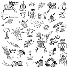 Obraz premium Business Idea concept doodles icons set sketch