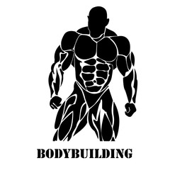 Bodybuilding, power lifting, icon, black vector, flat