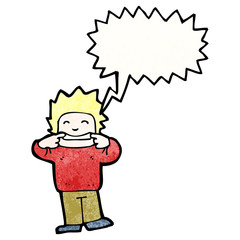 cartoon boy pulling face