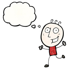 excited doodle man with thought bubble
