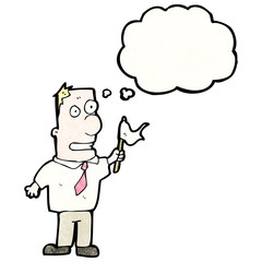 cartoon man waving white flag