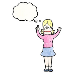 clever blond girl with idea